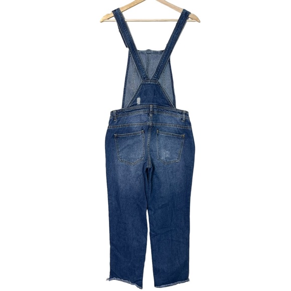 Forever 21 Womens Distressed Denim Bib Overalls Size 26 Torn Ripped Medium Wash - Picture 2 of 9